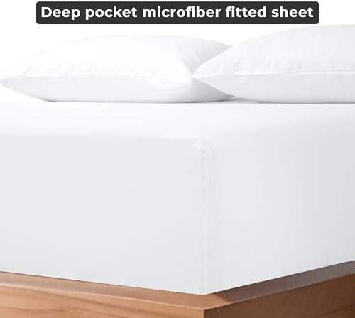 Royale Linens Queen Fitted Sheet - Ultra Soft Brushed Microfiber, White