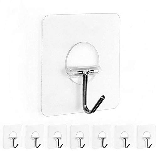 Synra Transparent Adhesive Wall Hooks - 8 Pack, Rotatable & Reusable