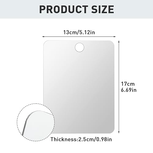 Herxsin Fogless Shower Mirror for Shaving - 6.7x5.1in Portable Silver