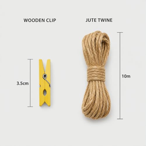 Yellow Mini Wooden Clothespins 1.4 Inch 50 Pack - Rustic Craft Photo Clips with Spring
