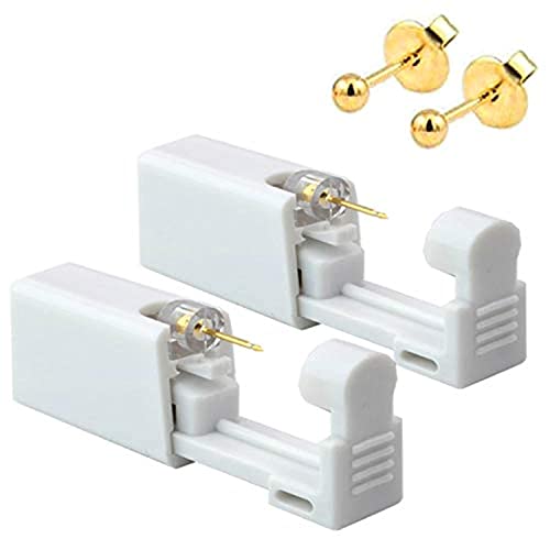 Self Ear Piercing Gun Kit 2 Pack Disposable Painless Gold Peas Studs