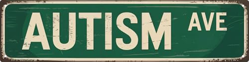 Funny Retro Autism Avenue Metal Tin Sign - 4x16 Inches