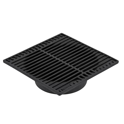 NDS 9-Inch Square Drain Grate for 6-Inch Pipes, Block Leaves & Debris, Black