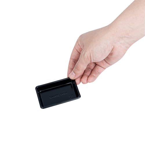 Restaurantware-Bento Tek 1 Ounce Sauce Dipping Dishes, 1000 Disposable Soy Sauce Plates - Rectangle, Stylish, Black Plastic Condiment Serving Trays, For Serving Dips, Vinegar, Wasabi, And More