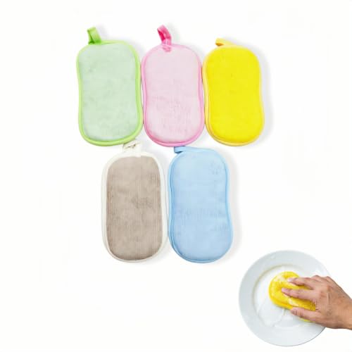 Heavy Duty Reusable Microfiber Kitchen Sponge Double-Sided Cleaning Pad
