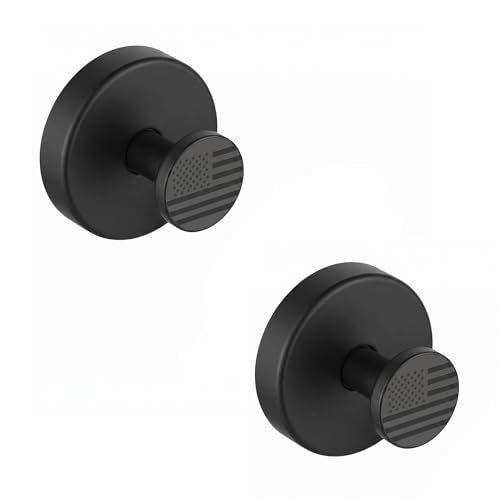 Suction Cup Hooks for Bathroom - Removable Adhesive Towel & Robe Hooks (2 Pack, Black)
