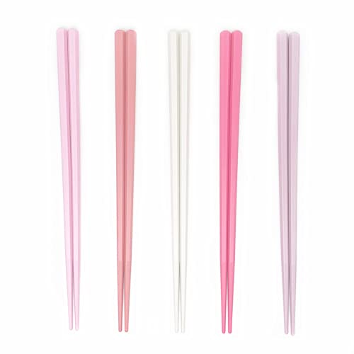 Koolemon 5 Pairs Pink Reusable Fiberglass Chopsticks Set