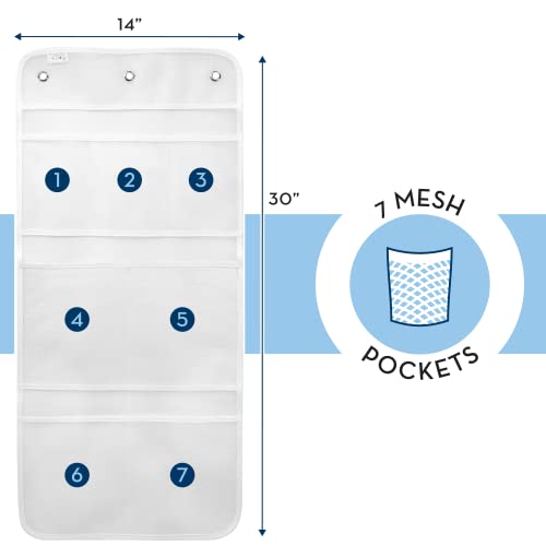 Hanging Shower Caddy Organizer - 2 Pack, 14" x 30", White