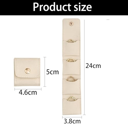 Mini Travel Jewelry Organizer Roll Bag Set - 3-Piece Beige Pouch