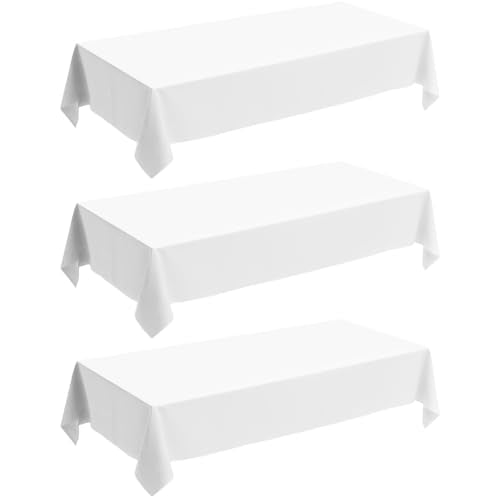 White Disposable Plastic Tablecloths - 3 Pack, 54" x 108"