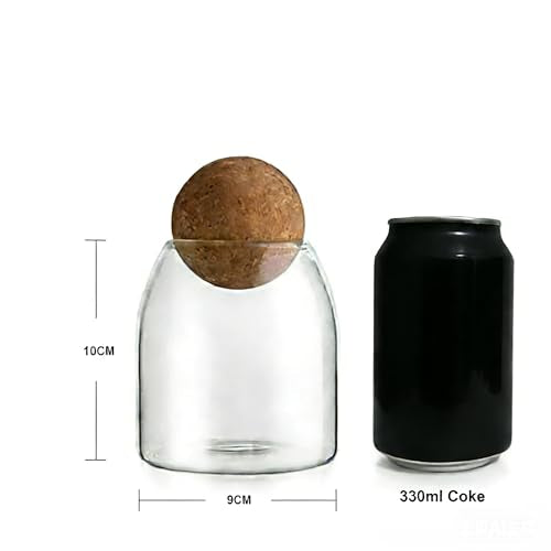 500ml Round Glass Candy Jar with Spherical Cork Lid