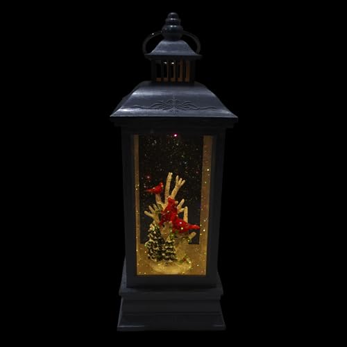 11-Inch Cardinal Snowglobe Lantern with LED Light & Music - Indoor Christmas Decor