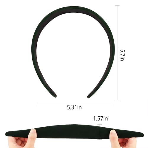 Chanaco Christmas Velvet Headbands - Red & Green Non-Slip Hair Bands (2 Pack)