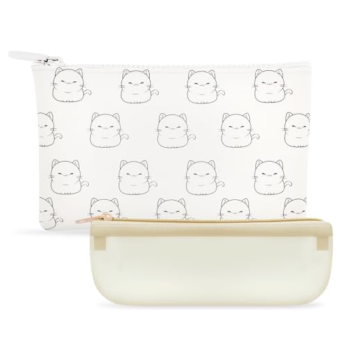 Manmihealth Silicone Makeup Bag Cute Cat Cosmetic Pouch for Travel