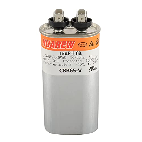 15UF CBB65 Run Capacitor for Fans & Heat Pumps - 370/440VAC