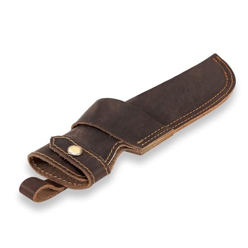 Dark Brown Leather Knife Sheath for 5-Inch Blades - Chef Knife Holder