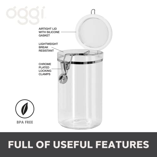 Oggi 72 oz Large Airtight Glass Canister with Clamp Lid for Kitchen Pantry