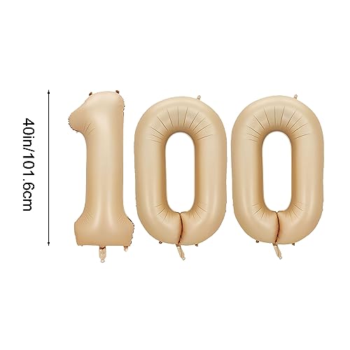40 Inch Caramel Number 100 Foil Balloons for Celebrations