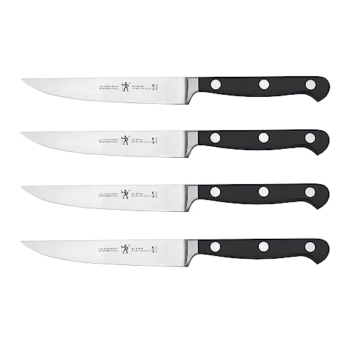 Black Stainless Steel 4-Piece Steak Knife Set - Razor-Sharp, German Designed