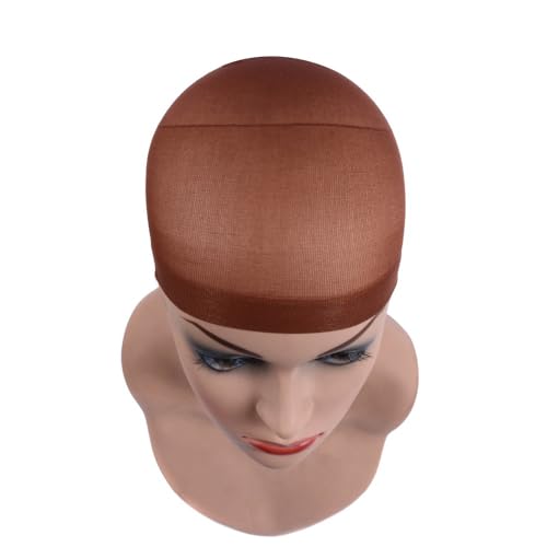 YANTAISIYU 6-Piece Nylon Stocking Wig Caps for Lace Front Wigs Dark Brown
