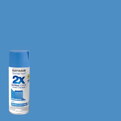 Rust-Oleum Painter's Touch 2X Spray Paint, Satin Wildflower Blue, 12 oz, 6 Pack