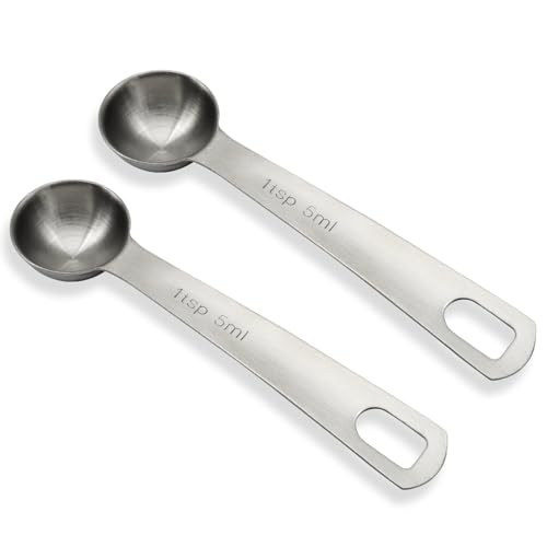 5ml Stainless Steel Measuring Spoon - 2 Pack with Etched Markings