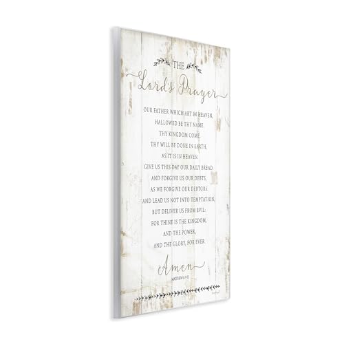 Stupell Industries The Lords Prayer Our Father Rustic Distressed White Wood Look Wall Plaque, 13 x 19, Design by Artist Jennifer Pugh