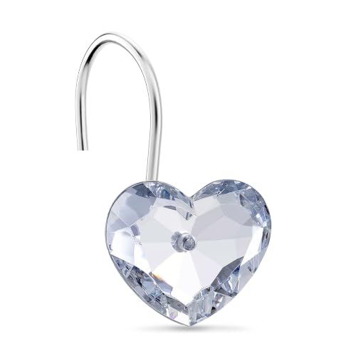 Gracelife 12 Heart Shaped Rhinestone Shower Curtain Hooks