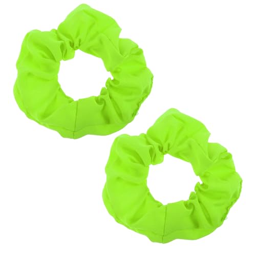 Neon Hair Scrunchies - 2 Pcs Large Elastic Hair Ties for 80s Parties and Workouts