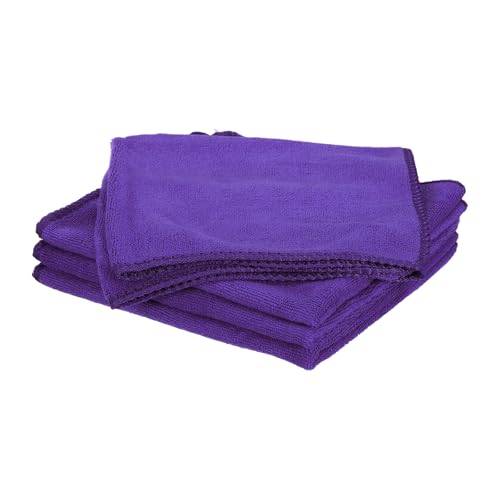 HARFINGTON 4 Pack Microfiber Cleaning Cloths - 16" x 16" Purple