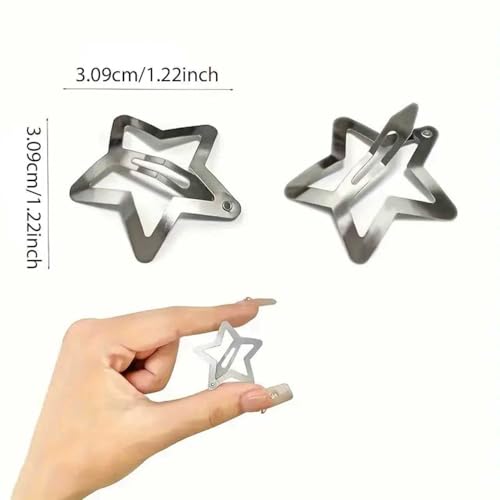 Isvo 32 Pcs Star Hair Clips, 1.22" Y2K Metal Snap Silver Barrettes