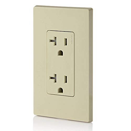 Leviton T5825-I Ivory 20 Amp Tamper-Resistant Decora Duplex Outlet - שנהב, Residential Grade, Pack of 2