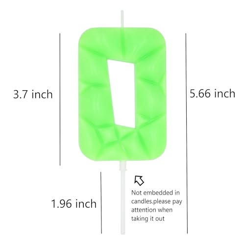 Luminous Green Number 0 Birthday Candle - 3D Cake Topper