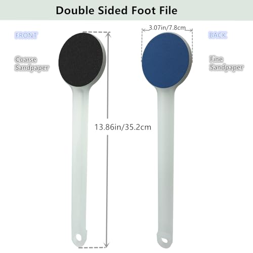 YIOYOODA 14" Long Handle Foot File & Callus Remover - Dual-Sided Pedicure Tool