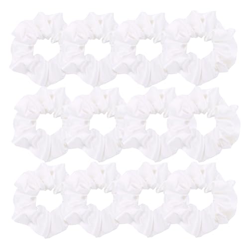 Gebelle 12 Pcs Satin Silk Hair Scrunchies Off White Ponytail Holder