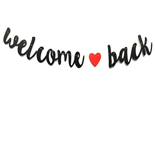 Welcome Back Black Glitter Banner - 5.5"H x 6.5'L for Parties
