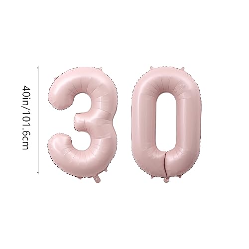 40 Inch Number 30 Baby Pink Foil Balloon for 30th Birthday Party