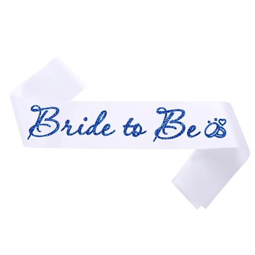 Bride to Be Satin Sash with Blue Glitter Letters for Bachelorette