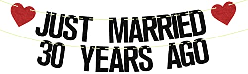 30th Wedding Anniversary Banner Black Red Glitter Party Decor