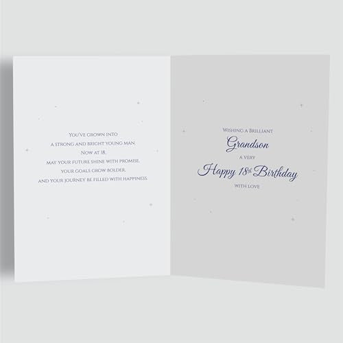 18th Birthday Card for Grandson - Starry Night Design, A5 Size