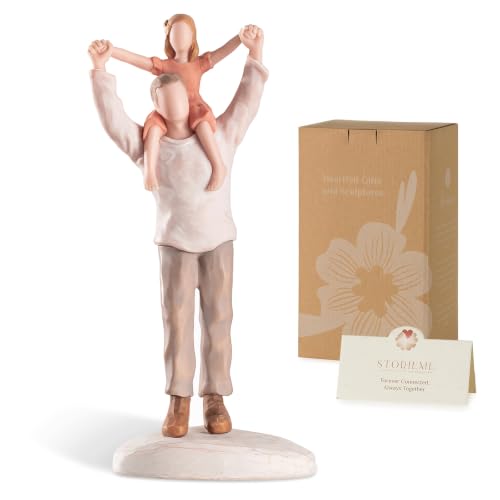 Father Daughter Figurine Shoulder Ride Gift for Dad from Daughter, Hand-Painted Resin Memorial