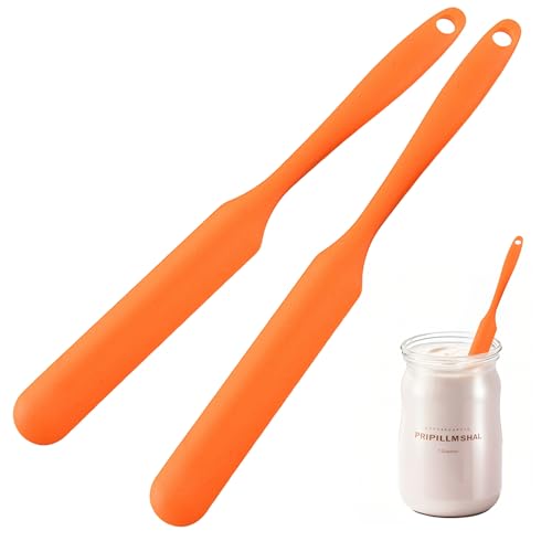 LEKAYIHU 2-Pack 9-Inch Silicone Jar Spatula Set - Heat-Resistant Kitchen Tool for Jam & Peanut Butter