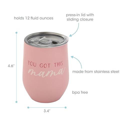 Pearhead You Got This Mama Stainless Steel Wine Tumbler, 12oz (Pack of 6)