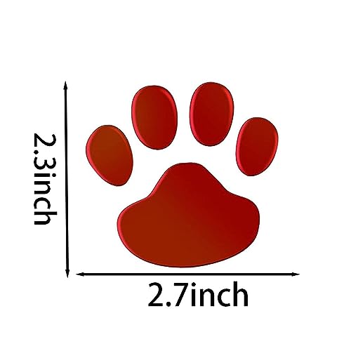 Booge 3D Dog Paw Footprint PVC Car Sticker Decal 2 Pair - Red