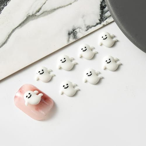 50PCS Halloween Nail Charms Cute 3D Ghost and Bat Resin Rhinestones