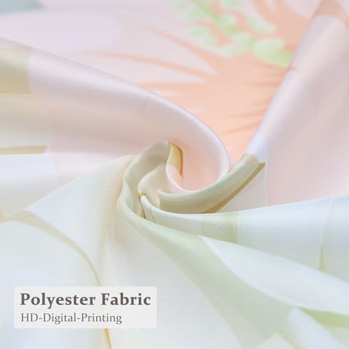Light Yellow Floral Shower Curtain Set 72"x72" with Hooks