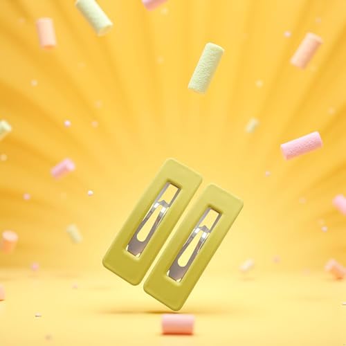 WNHNO Yellow Matte Square Hair Clips 2-Piece Set for Styling Bangs