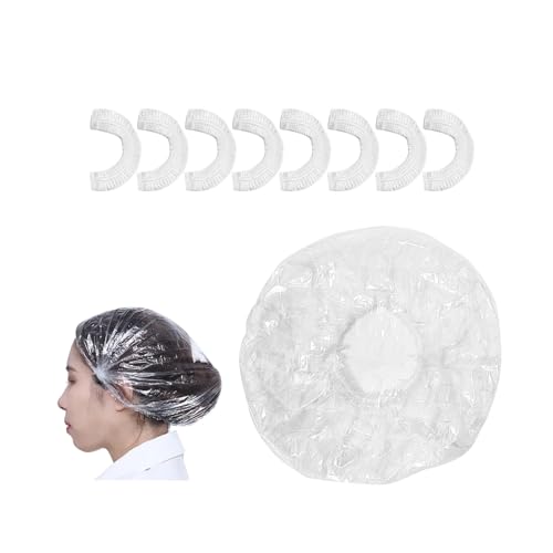 Yamlnke Disposable Shower Caps 30 Pack - Thick Clear Plastic Elastic Hair Caps for Home, Travel, and Salon