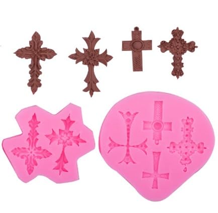 ELINKA Cross Silicone Mold Set - 2 Pack Fondant Cake Topper Tool