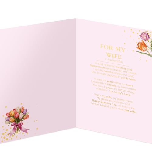 Happy Mother's Day Card for Wife with Poem & Envelope - 5x7
